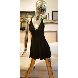 Black backless skater dress